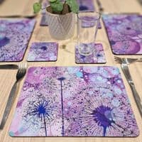 Purple Dandelion Placemat and Coaster Set (PW)