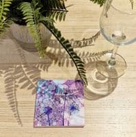 Purple Dandelions 3 Ceramic Coaster