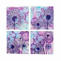 Purple Dandelions 3 Ceramic Coaster