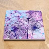 Purple Dandelions 3 Ceramic Coaster