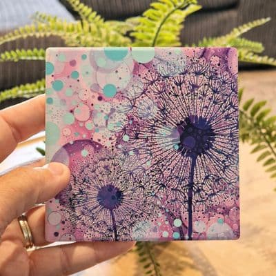 Purple Wishes 2 Dandelion Coaster