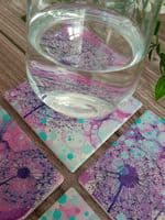 Purple Wishes 3 Dandelion Coaster
