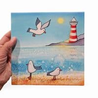 Seagull Lighthouse Ceramic Trivet
