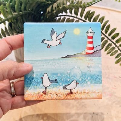 Seagull Lighthouse Coaster