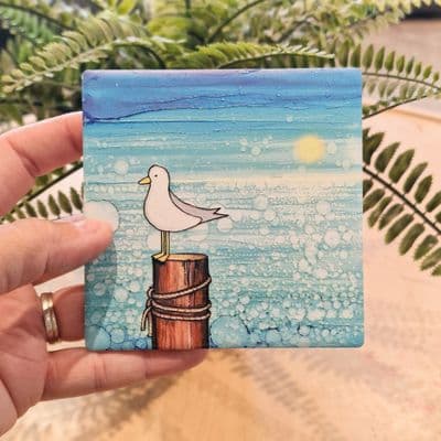 Seagull on a Post Coaster