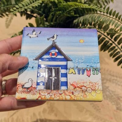 Solo Beach Hut Ceramic Coaster - Beach Days Best Days