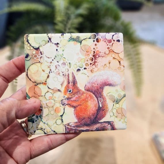 Squirrel Ceramic Coaster - Woodland Wildlife