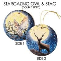 Stargazing Tree Decoration - Owl & Stag