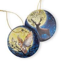 Stargazing Tree Decoration - Owl & Stag