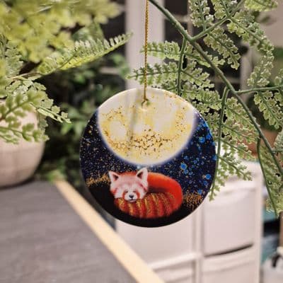 Stargazing Tree Decoration - Red Panda & Leopard