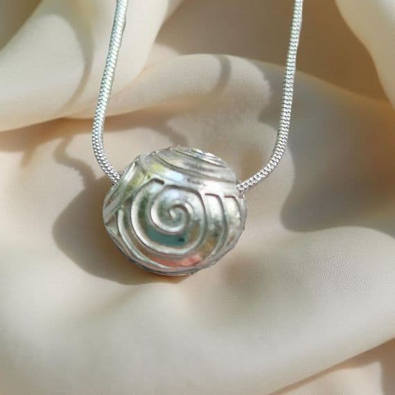 Swirls Bead Sterling Silver Necklace