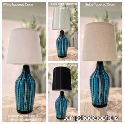 Teal Black Slim Ripple Table Lamp