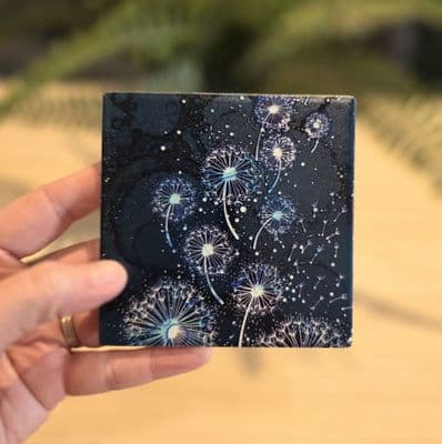 Teal Dandelion Coaster
