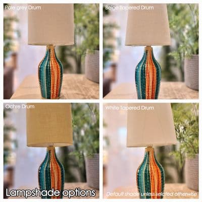 Teal Orange Slim Ripple Table Lamp