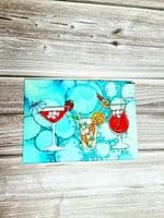 Turquoise Cocktail Chopping Board (50a-WTS)