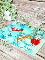 Turquoise Cocktail Chopping Board (50a-WTS)