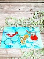 Turquoise Cocktail Chopping Board (50a-WTS)
