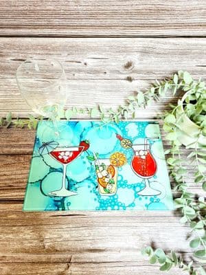 Turquoise Cocktail Chopping Board (50a-WTS)