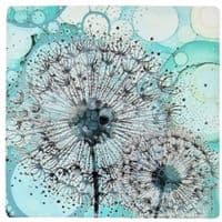 Turquoise Dandelion 2 Ceramic Coaster