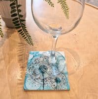 Turquoise Dandelion 2 Ceramic Coaster