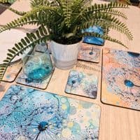 Turquoise Dandelion Placemat & Coasters (ITW)