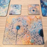 Turquoise Dandelion Placemat & Coasters (ITW)