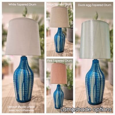 Turquoise & White Slim Ripple Table Lamp