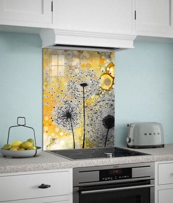 Yellow Black Dandelion Splashback - MAW3