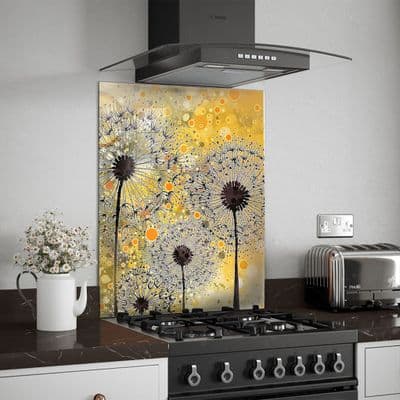 Yellow Black Dandelion Splashback - MAW4