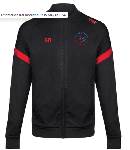 Basingstoke Gymnastics Full Zip Top Youth (948) - Black / Red
