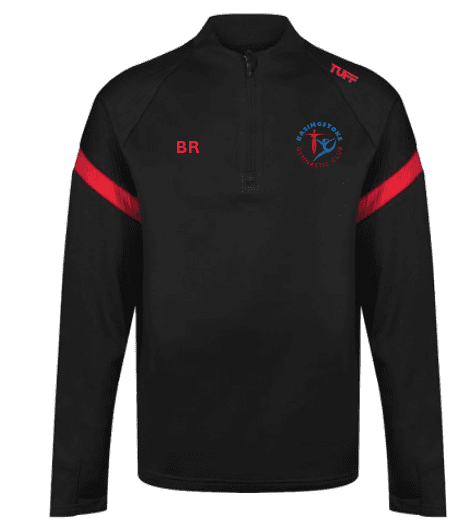 Basingstoke Gymnastics  Midlayer Top Adult (925) - Black / Red