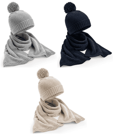 Beechfield BB401 Knitted Scarf and Beanie Gift Set (B401)