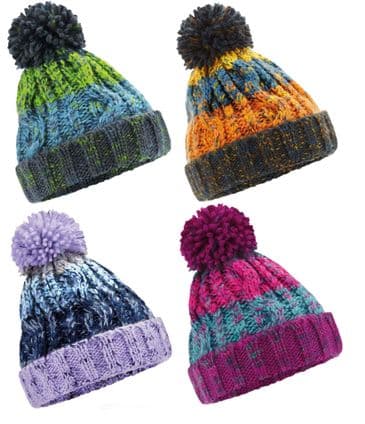 Beechfield BB486B Kids Corkscrew Pom Pom Beanie