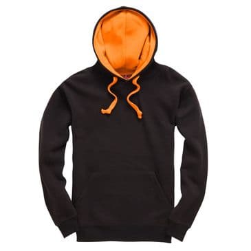 W73 - Premium contrast Hoodie (Black/Neon Orange)