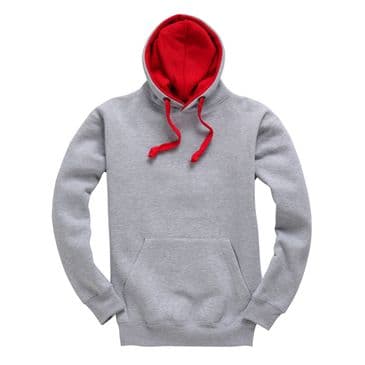 W73 - Premium contrast Hoodie (Grey/Red)