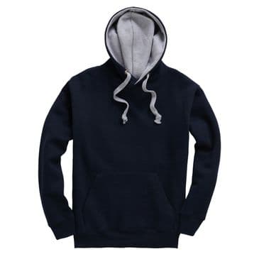 W73 - Premium contrast Hoodie (Navy/Grey)