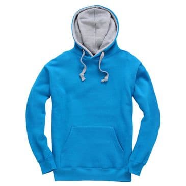 W73 - Premium contrast Hoodie (Turquoise/Grey )
