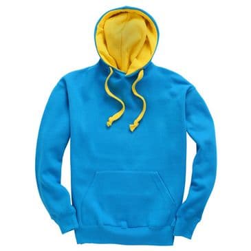 W73 - Premium contrast Hoodie (Turquoise/Yellow)
