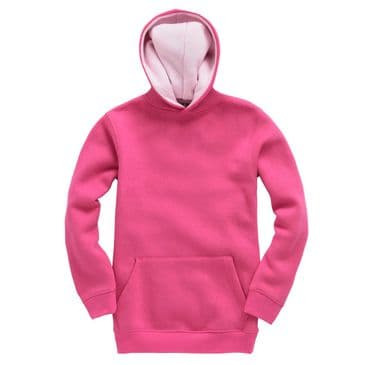 W73K - Premium kids contrast hoodie (Fuschia / Baby Pink)