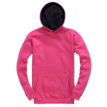 W73K - Premium kids contrast hoodie (Fuschia / Navy)