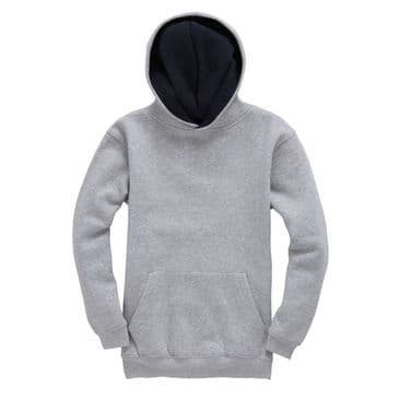 W73K - Premium kids contrast hoodie (Grey / Navy)