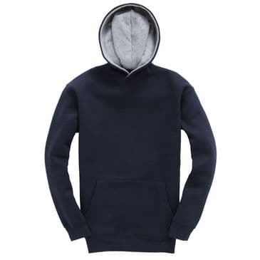 W73K - Premium kids contrast hoodie (Navy / Grey)