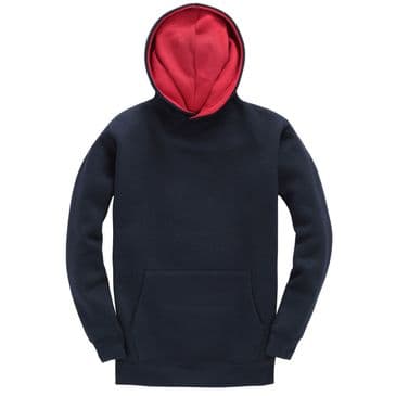 W73K - Premium kids contrast hoodie (Navy / Red)