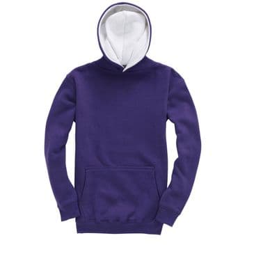 W73K - Premium kids contrast hoodie (Purple / White)