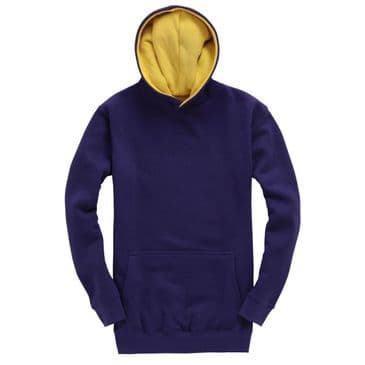 W73K - Premium kids contrast hoodie (Purple / Yellow)