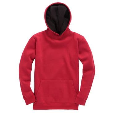 W73K - Premium kids contrast hoodie (Red / Black)