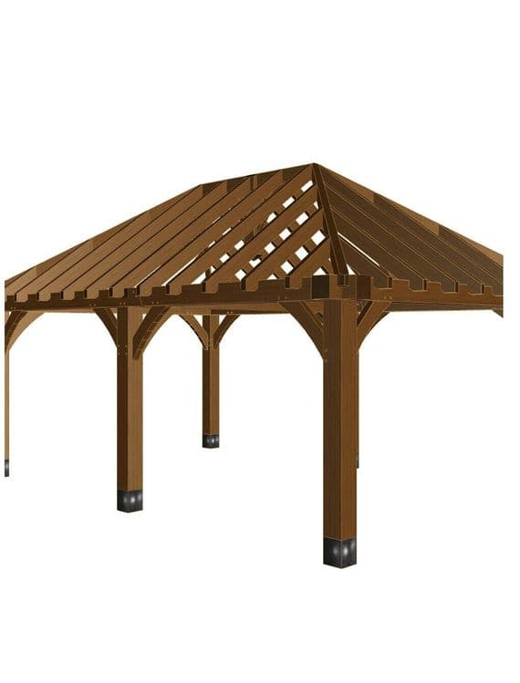 Green Oak Framed Hipped Roof Gazebo w/ Cedar Shingle Roof