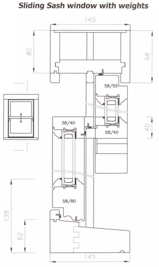 Iroko Traditional Box Sash Window with Single Centre Bar