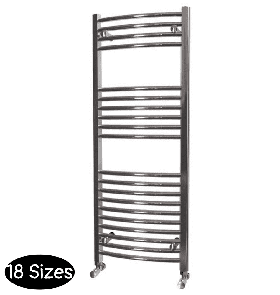 22mm Chrome Curved Heated Towel Rails with Dual Fuel Option