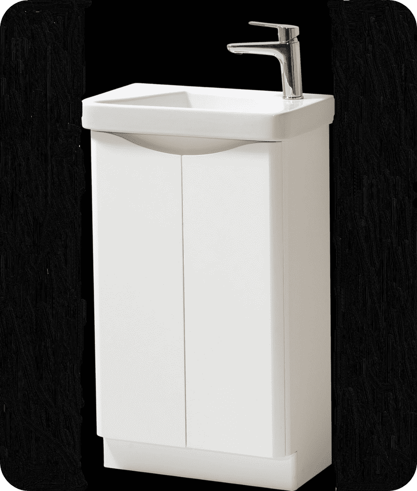 Arc 500mm Gloss White Floor Standing Cloakroom Vanity Unit with Ceramic